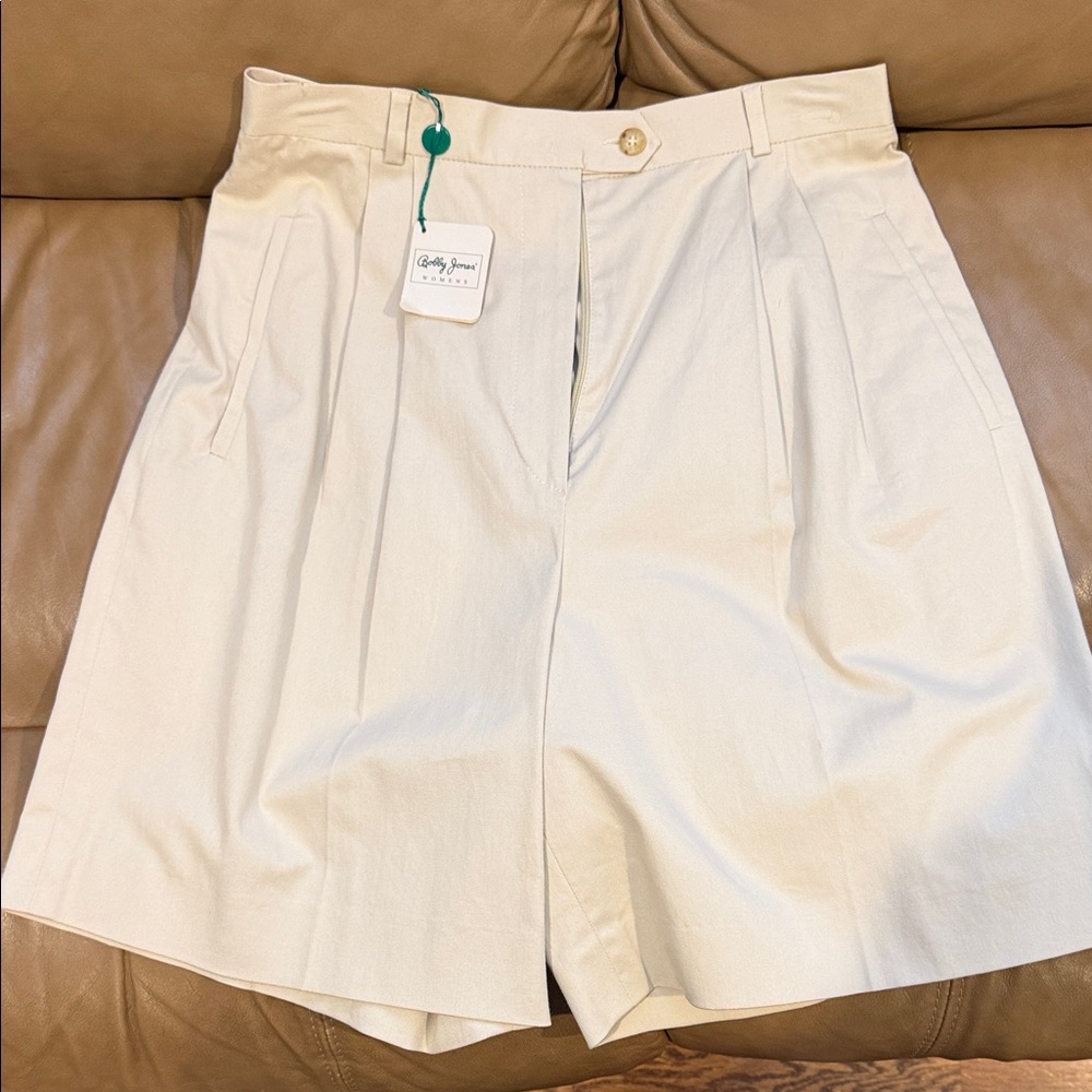 Bobby Jones Cream High-Rise Pleated Women’s Shorts